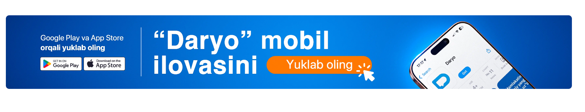 Daryo mobil ilovasini yuklab oling — Google Play va App Store